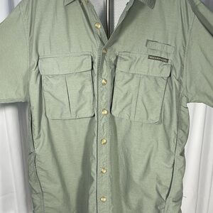 ExOfficio Men's Sage Green Short-Sleeve Button-Down Angler Fishing Utility shirt